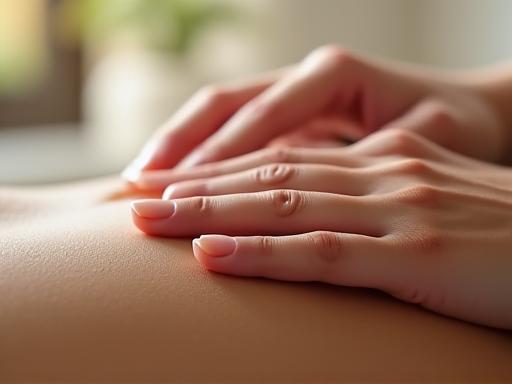Eine entspannende Aromamassage, bei der duftende Öle auf die Haut aufgetragen werden, mit Fokus auf Entspannung und Sinne.